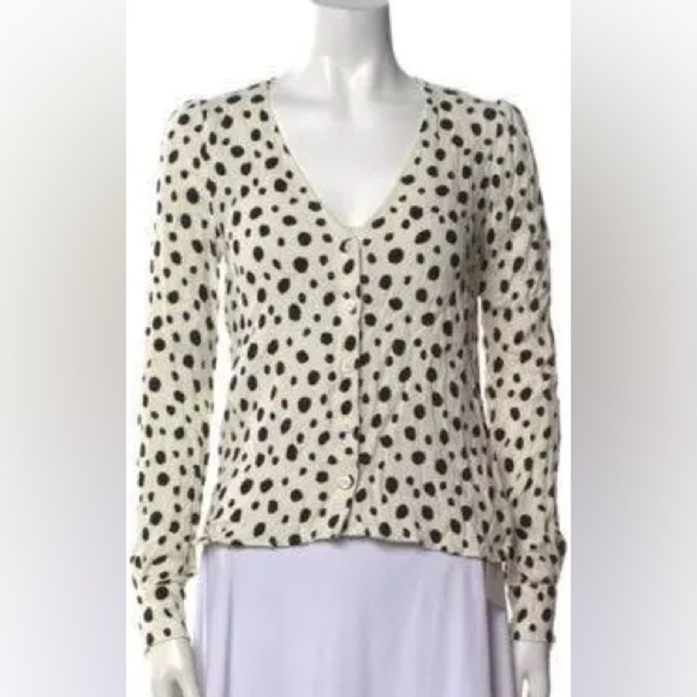 Reformation v-neck blouse in ink dot